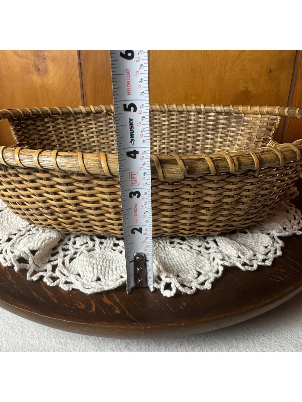 Vintage Woven Basket Stonewall Kitchen Wood Bottom Serving Tray 14 Inch